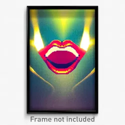 Pixel Art Poster - Upbeat Mouth (8 Bit Psychedelic Trippy Video Game Print)