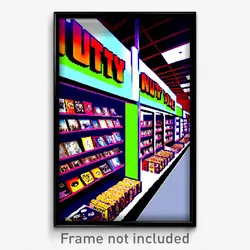 Pixel Art Poster - Nutty Vinyl Store (8 Bit Psychedelic Trippy Video Game Print)