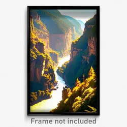 Pixel Art Poster - Bustling Gorge (8 Bit Psychedelic Trippy Video Game Print)