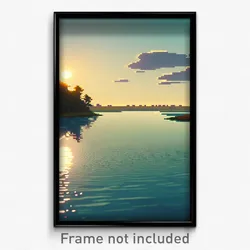 Pixel Art Poster - Calm Lagoon (8 Bit Psychedelic Trippy Weird Video Game Print)