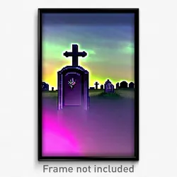Pixel Art Poster - Drab Grave (8 Bit Psychedelic Trippy Weird Video Game Print)