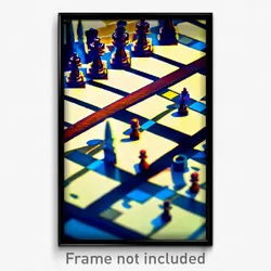 Pixel Art Poster - Long Chess Board (8 Bit Psychedelic Trippy Video Game Print)