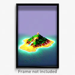 Pixel Art Poster - Rectangular Exotic Island (8 Bit Video Game Print)