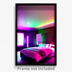 Pixel Art Poster - Interesting Bedroom (8 Bit Psychedelic Video Game Print)