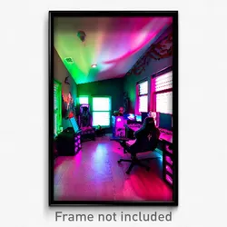 Pixel Art Poster - Haunted Gaming Room (8 Bit Psychedelic Video Game Print)