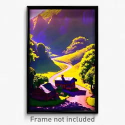 Pixel Art Poster - Shady Valley (8 Bit Psychedelic Trippy Video Game Print)