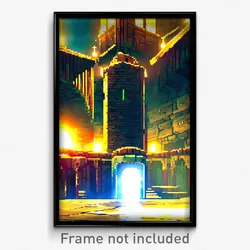 Pixel Art Poster - Acidic Fort (8 Bit Psychedelic Trippy Weird Video Game Print)