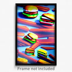 Pixel Art Poster - Jaw Dropping Hamburger (8 Bit Psychedelic Video Game Print)