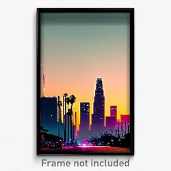 Pixel Art Poster - Stained Los Angeles (8 Bit Psychedelic Video Game Print)