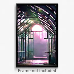 Pixel Art Poster - Murky Greenhouse (8 Bit Psychedelic Trippy Video Game Print)