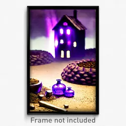 Pixel Art Poster - Purple Hovel (8 Bit Psychedelic Trippy Video Game Print)