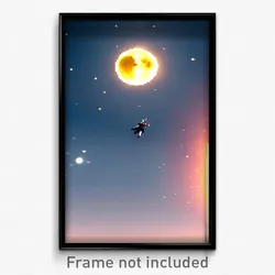 Pixel Art Poster - Impressive Moon Battle (8 Bit Psychedelic Video Game Print)