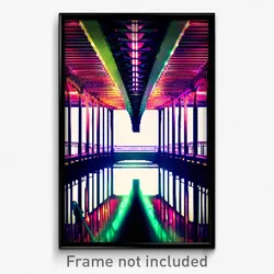 Pixel Art Poster - Lovely Bridge (8 Bit Psychedelic Trippy Video Game Print)