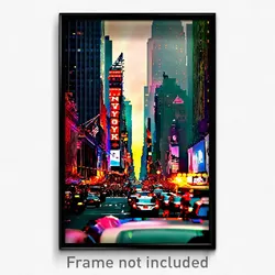 Pixel Art Poster - Incredible New York (8 Bit Psychedelic Video Game Print)