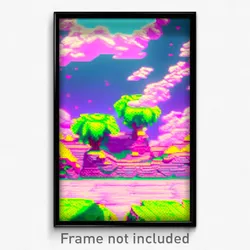 Pixel Art Poster - Pretty Land (8 Bit Psychedelic Trippy Weird Video Game Print)