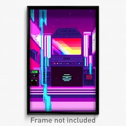 Pixel Art Poster - Glitch Art Music Venue (8 Bit Psychedelic Video Game Print)