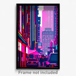 Pixel Art Poster - Modest New York (8 Bit Psychedelic Trippy Video Game Print)