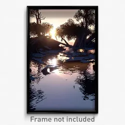 Pixel Art Poster - Tattered Lake (8 Bit Psychedelic Trippy Video Game Print)