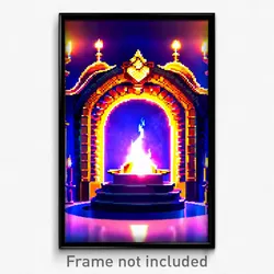 Pixel Art Poster - Elaborate Hearth (8 Bit Psychedelic Trippy Video Game Print)