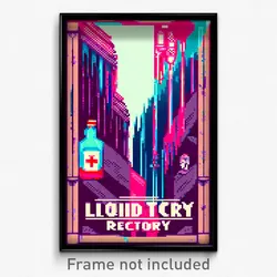 Pixel Art Poster - Liquid Rectory (8 Bit Psychedelic Trippy Video Game Print)