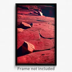 Pixel Art Poster - Red Petroglyphs (8 Bit Psychedelic Trippy Video Game Print)