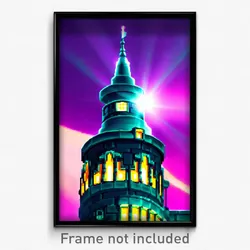 Pixel Art Poster - Blissful Turret (8 Bit Psychedelic Trippy Video Game Print)