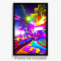 Pixel Art Poster - Colorful Exotic Area (8 Bit Psychedelic Video Game Print)