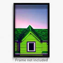 Pixel Art Poster - Green Dormer (8 Bit Psychedelic Trippy Video Game Print)
