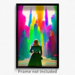 Pixel Art Poster - Multicolored Heights (8 Bit Psychedelic Video Game Print)