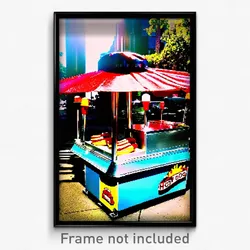 Pixel Art Poster - Polished Hot Dog Stand (8 Bit Psychedelic Video Game Print)