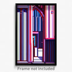 Pixel Art Poster - Striped Mosque (8 Bit Psychedelic Trippy Video Game Print)