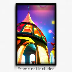 Pixel Art Poster - Whimsical Dome (8 Bit Psychedelic Trippy Video Game Print)