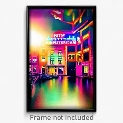 Pixel Art Poster - Nifty Amsterdam (8 Bit Psychedelic Trippy Video Game Print)
