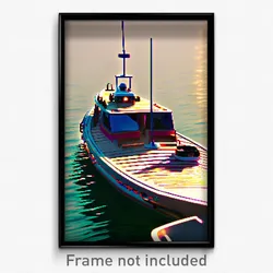Pixel Art Poster - Nifty Boat (8 Bit Psychedelic Trippy Weird Video Game Print)