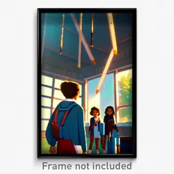 Pixel Art Poster - Natural Middle School (8 Bit Psychedelic Video Game Print)