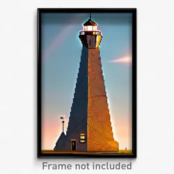 Pixel Art Poster - Triangular Lighthouse (8 Bit Psychedelic Video Game Print)