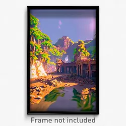 Pixel Art Poster - Abandoned Isle (8 Bit Psychedelic Trippy Video Game Print)