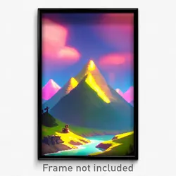 Pixel Art Poster - Silly Mountain (8 Bit Psychedelic Trippy Video Game Print)