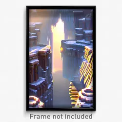 Pixel Art Poster - Frozen Battlements (8 Bit Psychedelic Video Game Print)
