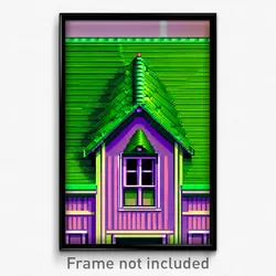 Pixel Art Poster - Green Dormer (8 Bit Psychedelic Trippy Video Game Print)