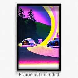 Pixel Art Poster - Round Camp (8 Bit Psychedelic Trippy Weird Video Game Print)