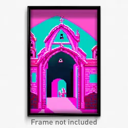Pixel Art Poster - Pink Abbey (8 Bit Psychedelic Trippy Weird Video Game Print)