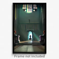 Pixel Art Poster - Calm Crypt (8 Bit Psychedelic Trippy Weird Video Game Print)