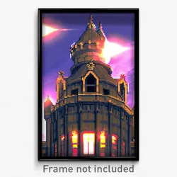 Pixel Art Poster - Whopping Turret (8 Bit Psychedelic Trippy Video Game Print)
