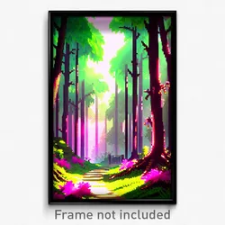Pixel Art Poster - Showy Woods (8 Bit Psychedelic Trippy Weird Video Game Print)