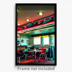 Pixel Art Poster - Antique 50'S Diner (8 Bit Psychedelic Video Game Print)
