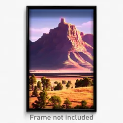 Pixel Art Poster - Showy Butte (8 Bit Psychedelic Trippy Weird Video Game Print)