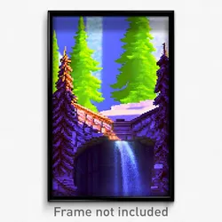 Pixel Art Poster - Evergreen Ramparts (8 Bit Psychedelic Video Game Print)