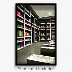 Pixel Art Poster - Concrete Library (8 Bit Psychedelic Trippy Video Game Print)