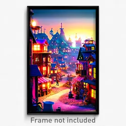 Pixel Art Poster - Plush Shantytown (8 Bit Psychedelic Trippy Video Game Print)